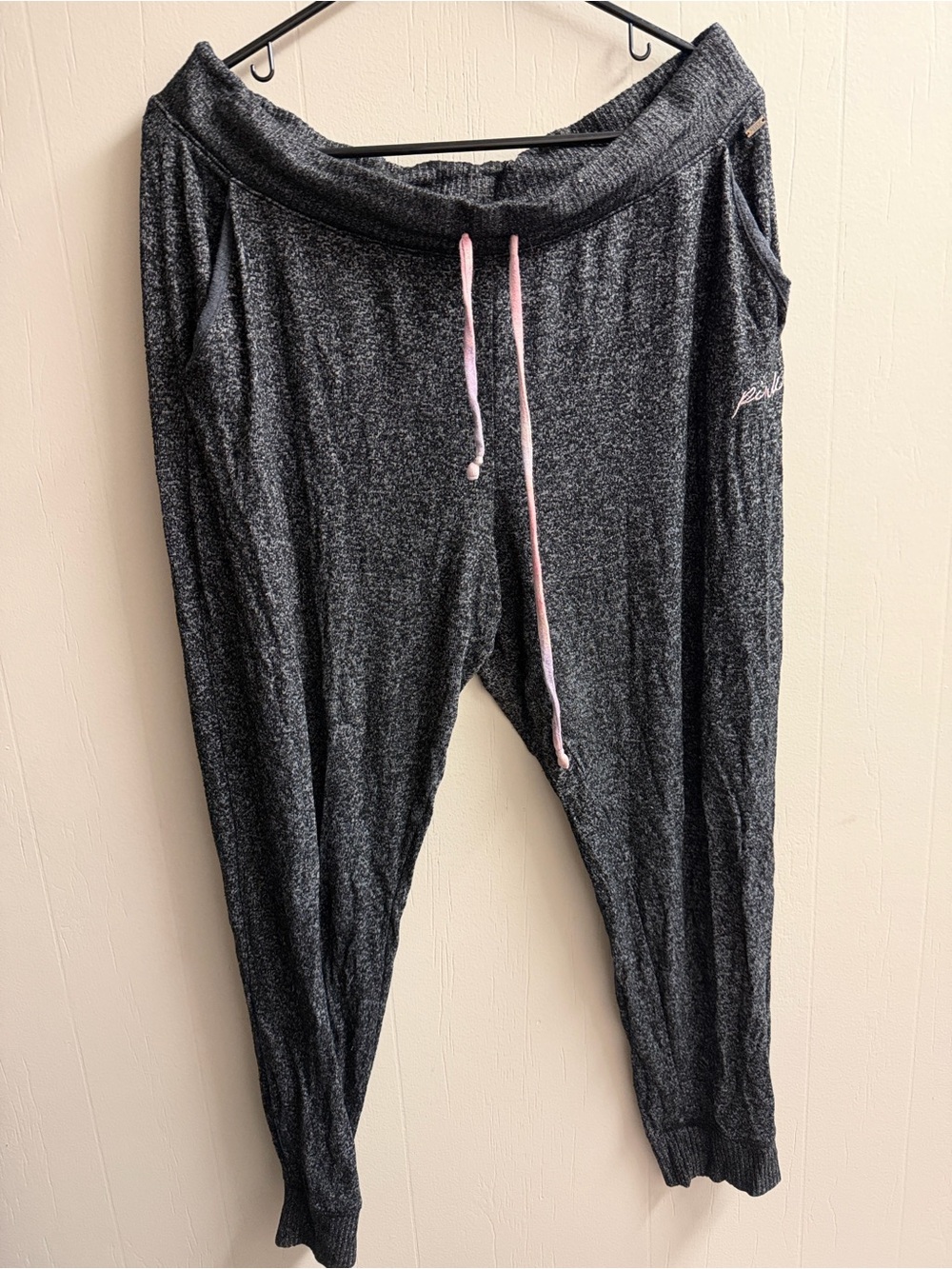 PINK Victoria's Secret Black Heather Knit Sweater with Metal Logo
